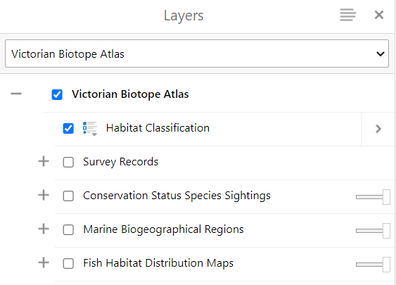 Screenshot of where to find the habitat mapping on CoastKit.