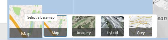 Screenshot from Coastkit showing the choice of base maps available.