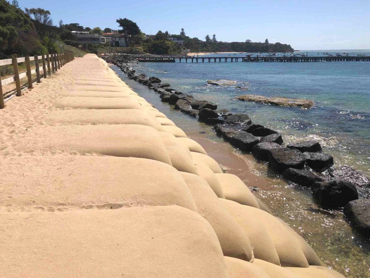 Portsea sandbag seawall