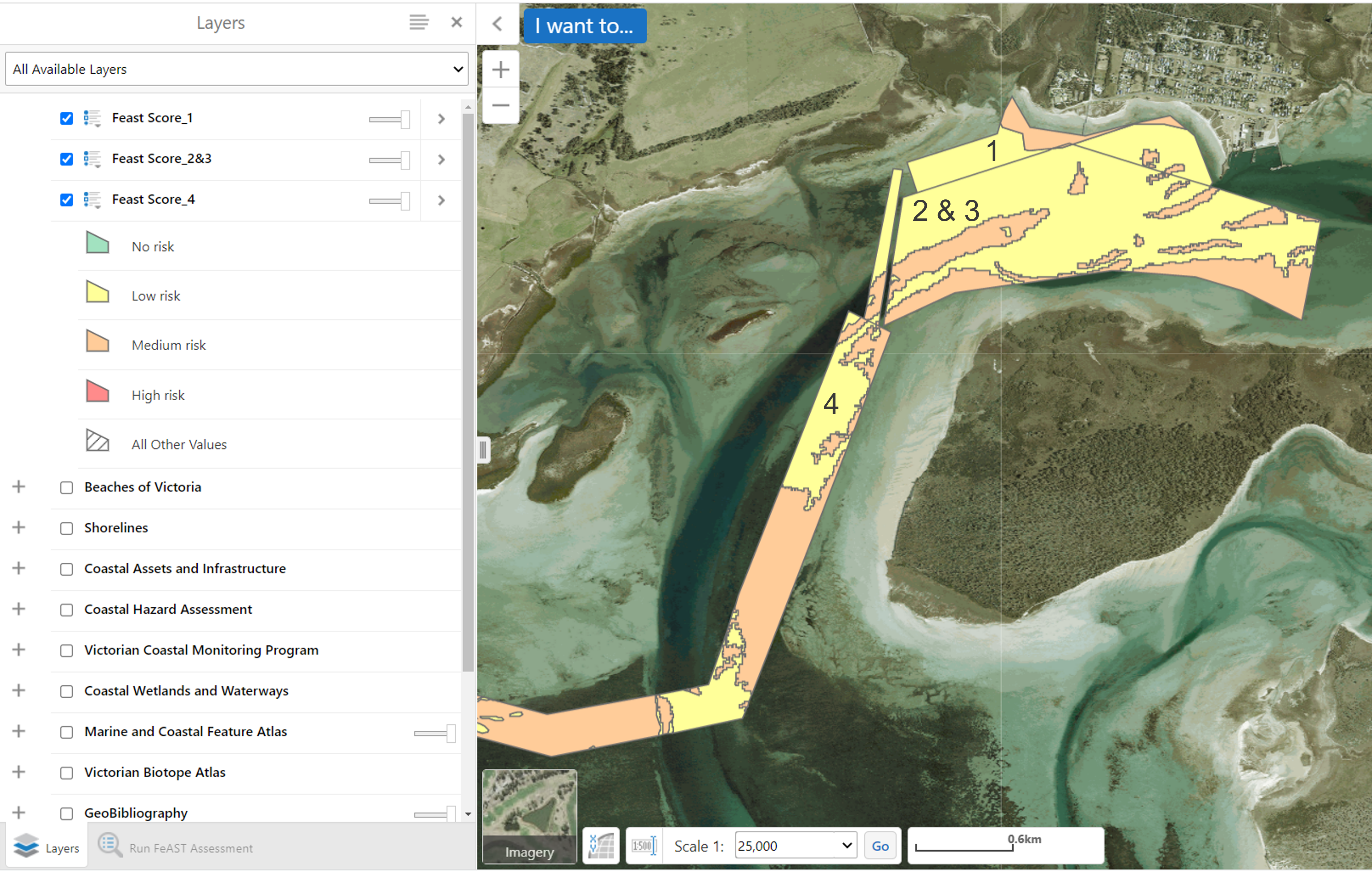Example results in CoastKit from different selected activities across multiple areas.