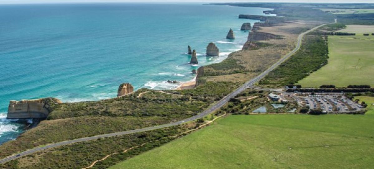 A road next to the ocean.