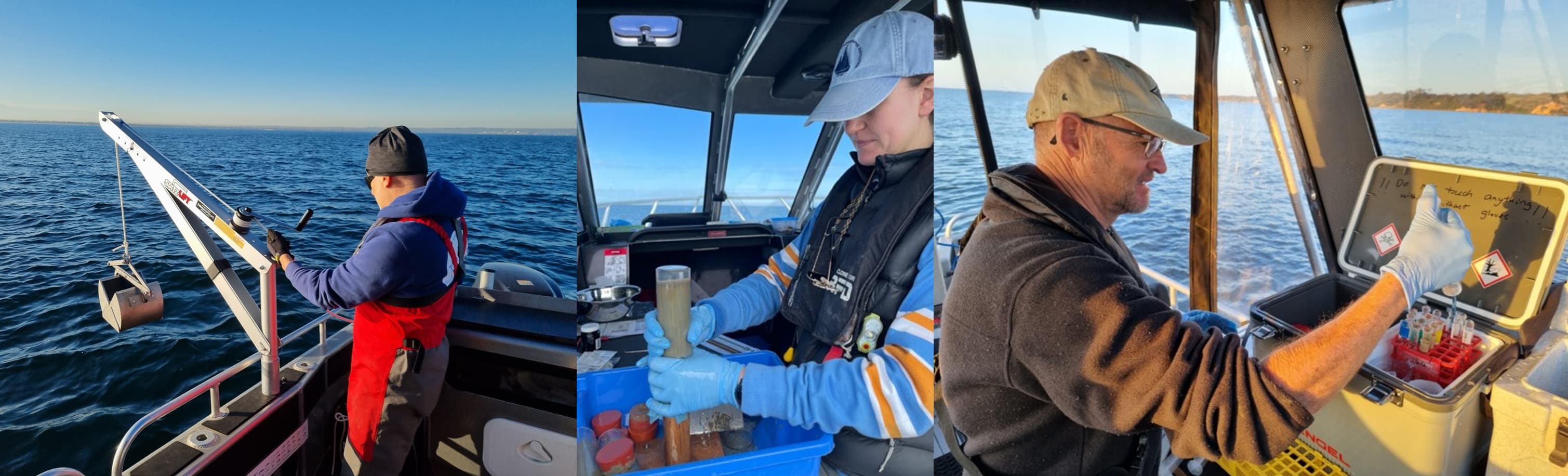 analysing sediments taken from a Ponar Grab and sediment core collections from the field operations.