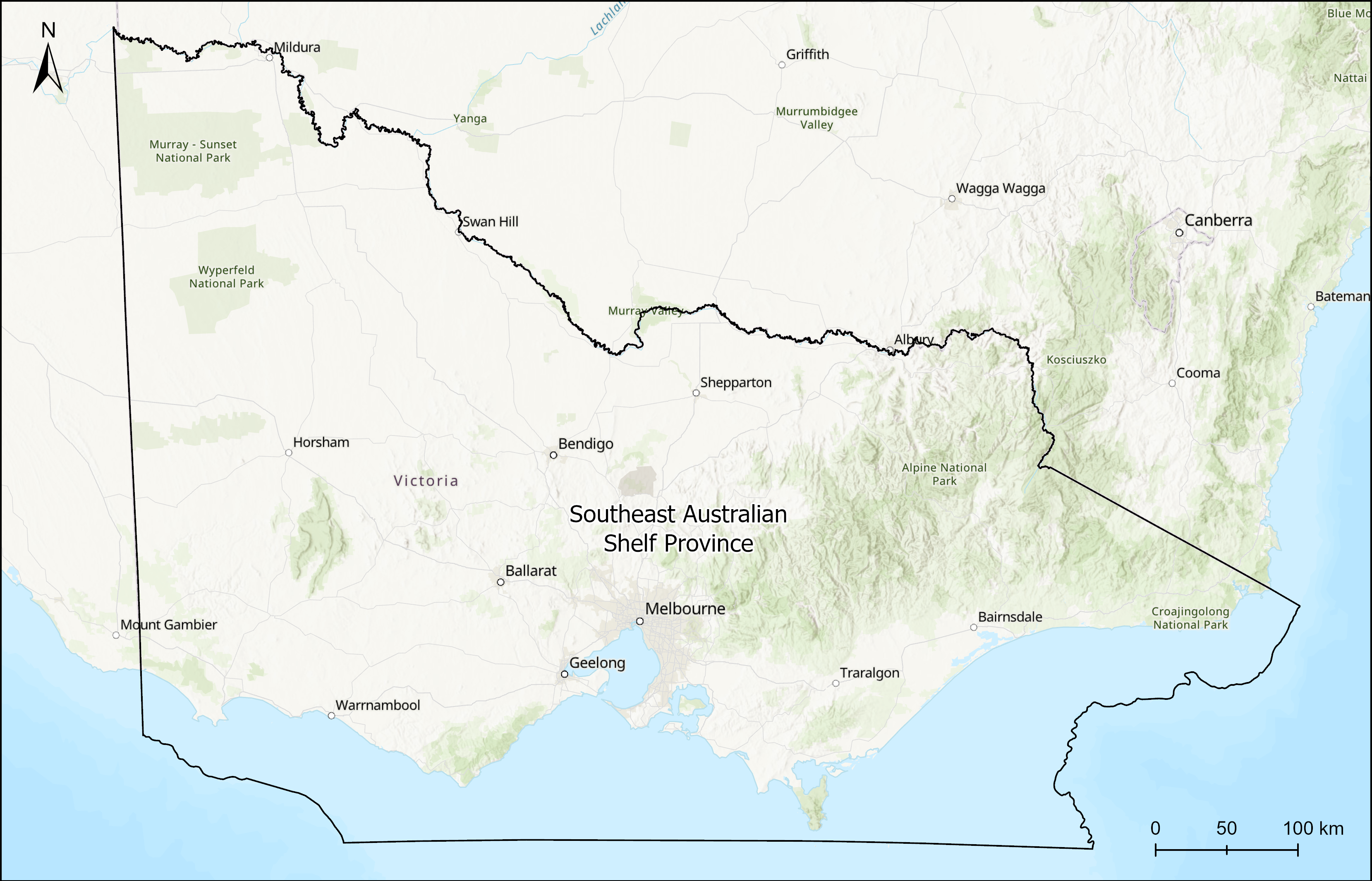 Vic marine province Map of Victorian marine province
