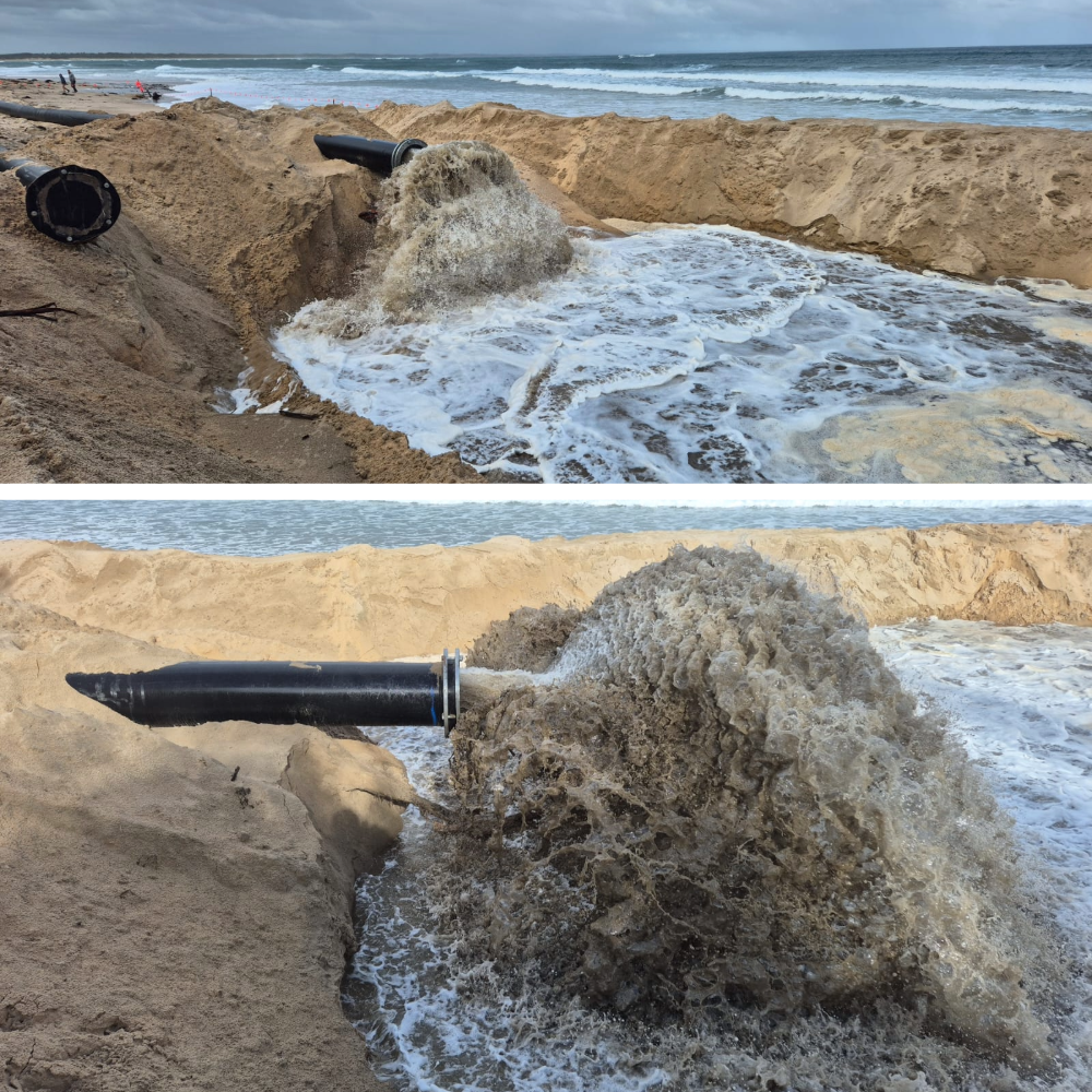 Images showing the dredging operations have started at Inverloch