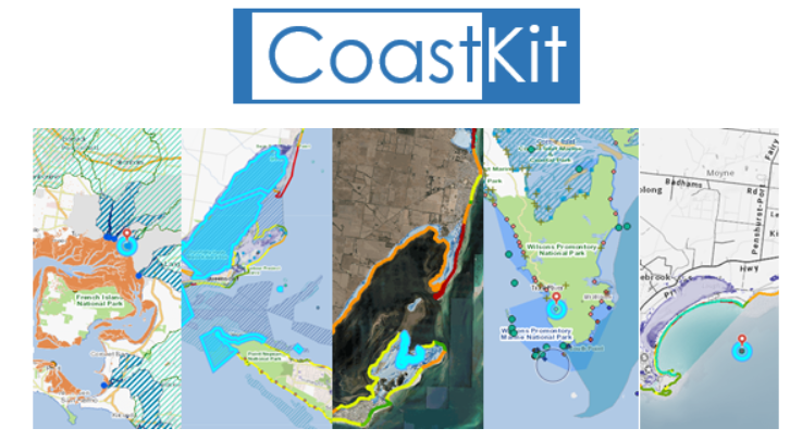 CoastKit logo and images of maps