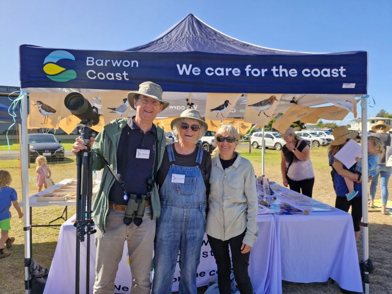 Hide launch day: volunteers from the Barwon Estuary Project and a local resident.