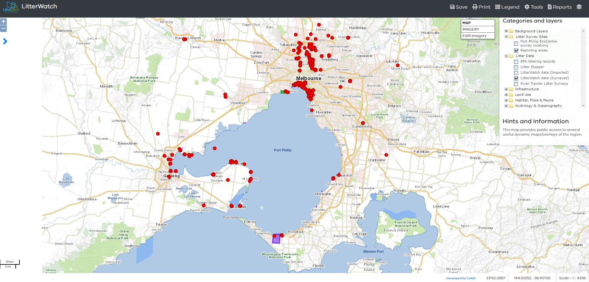 Image of map from LitterWatch Victoria webpage.