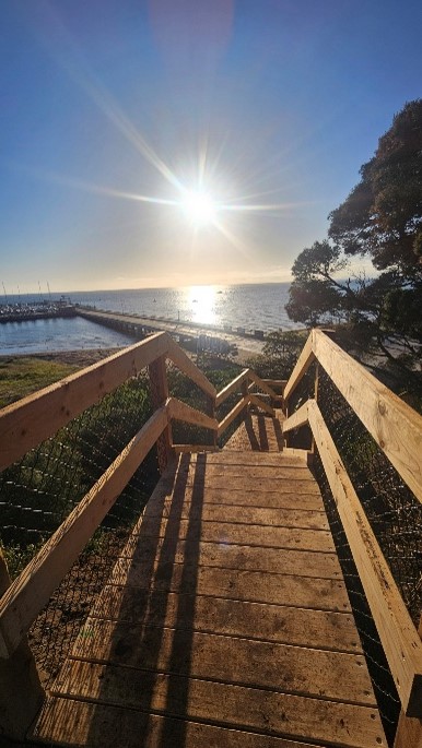 Wooden staircase leading to beach